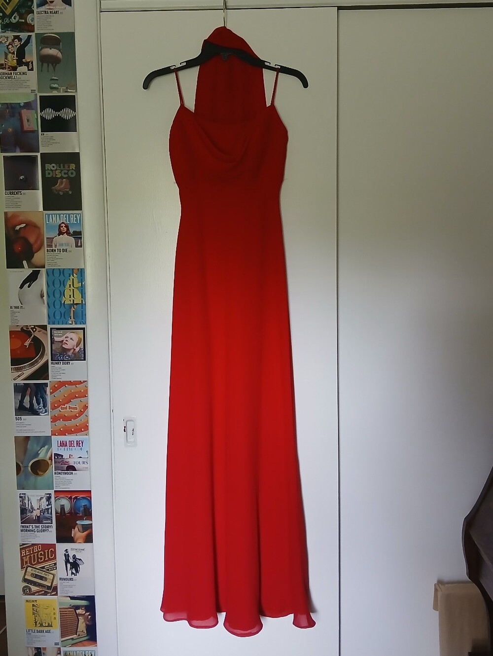 Vintage 90s Red Cowl Neck Evening Dress